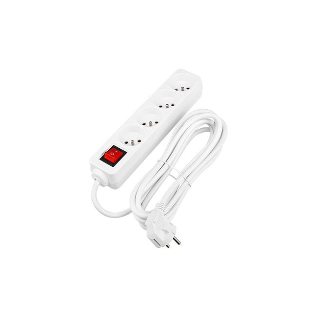 Prelungitor cu 4 prize, comutator ON/OFF, protectie suprasarcina, utilizare in interior, 3 m, PVC, alb - imagine 6